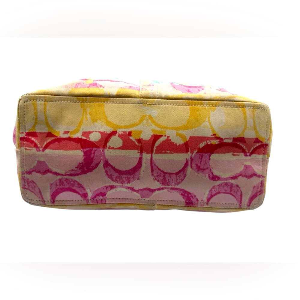 Coach Hampton Watercolor Pastel Stripes Small Tote Handbag 11756 style - Picture 3 of 7